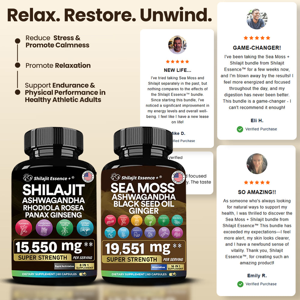 Shilajit Essence™ Bundle: Sea Moss 16-in-1 + Shilajit 8-in-1