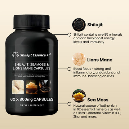 Shilajit, SeaMoss and Lions Mane Capsules