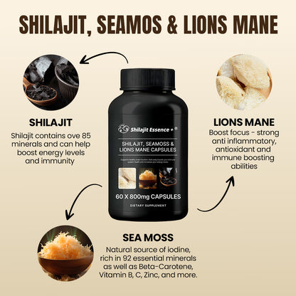 Shilajit, SeaMoss and Lions Mane Capsules