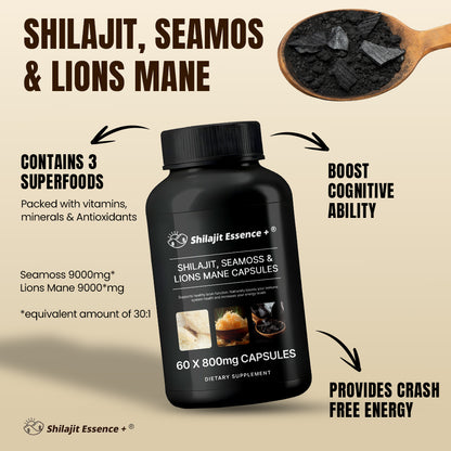 Shilajit, SeaMoss and Lions Mane Capsules