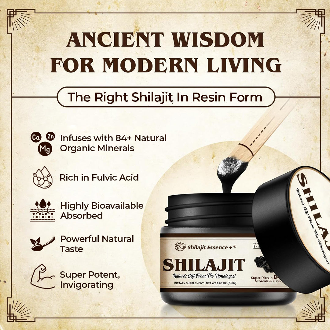 Grade A Himalayan Shilajit Resin | Natural Energy Supplement | 30g, 90 servings