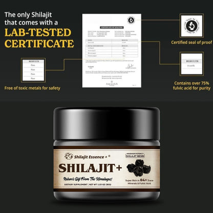 Grade A Himalayan Shilajit Resin | Natural Energy Supplement | 30g, 90 servings