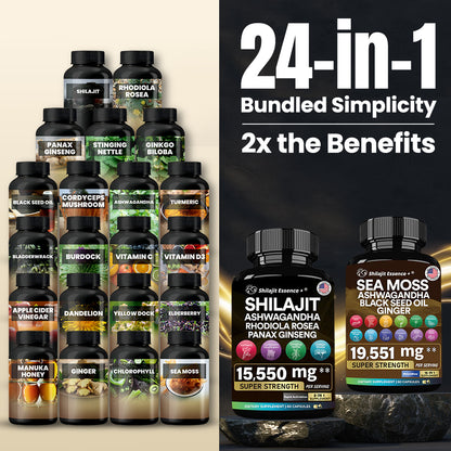 Shilajit Essence™ Bundle: Sea Moss 16-in-1 + Shilajit 8-in-1