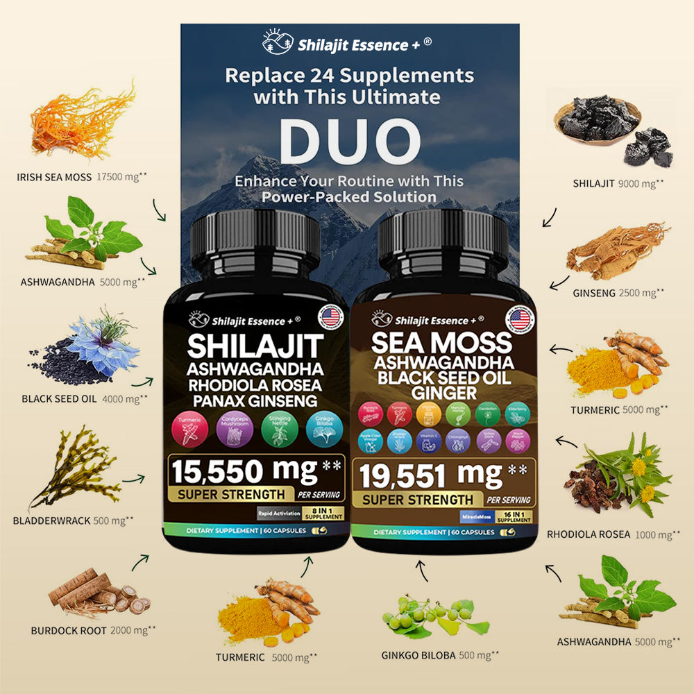 Shilajit Essence™ Bundle: Sea Moss 16-in-1 + Shilajit 8-in-1