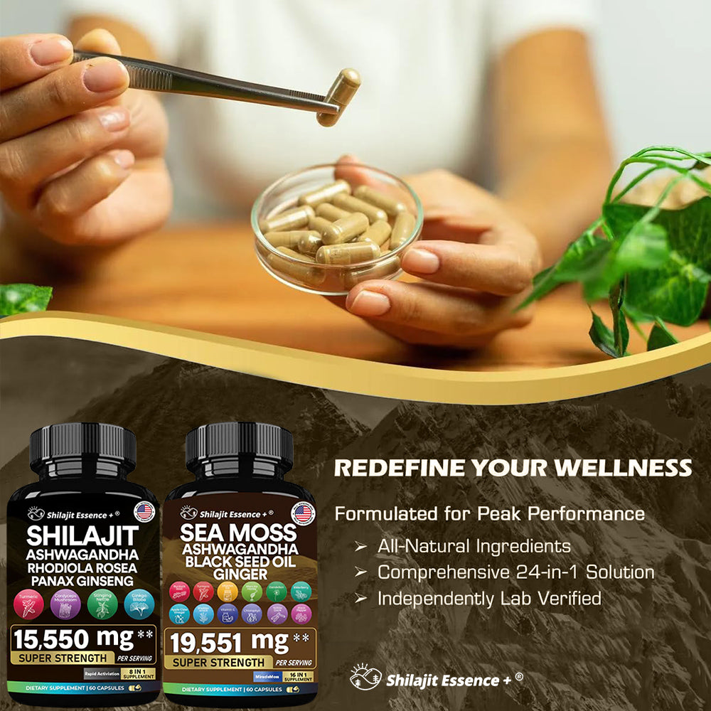 Shilajit Essence™ Bundle: Sea Moss 16-in-1 + Shilajit 8-in-1